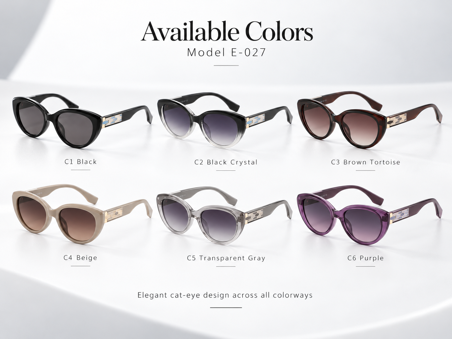 E-027 women’s cat eye sunglasses six color options