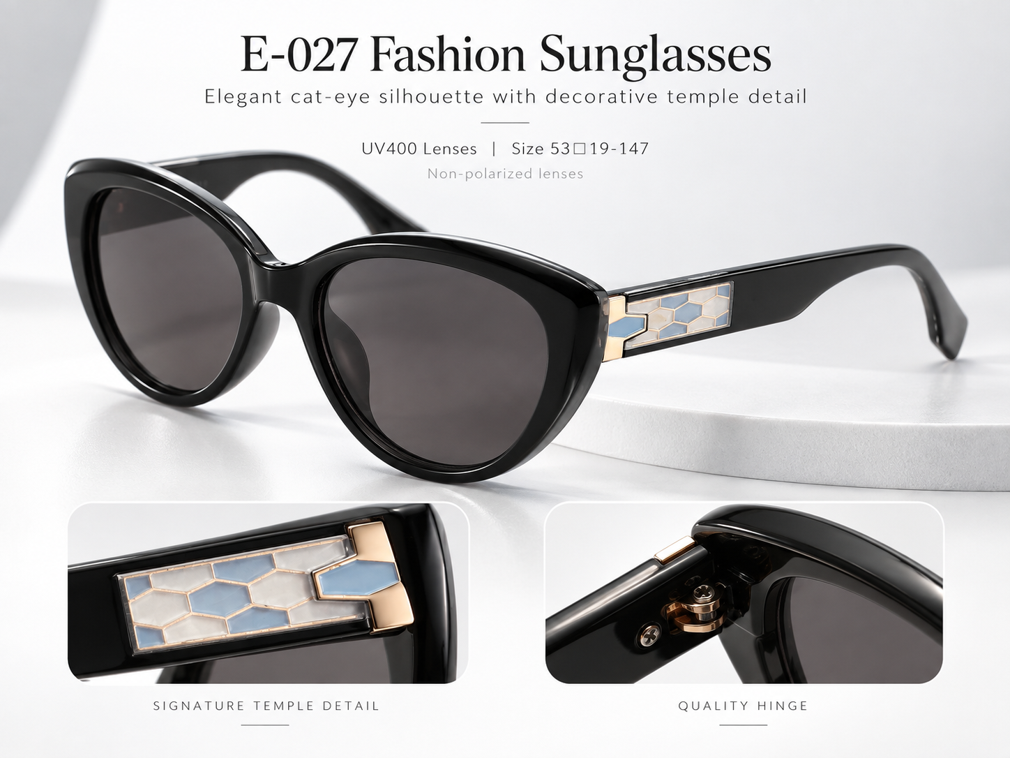 E-027 women’s cat eye UV400 fashion sunglasses