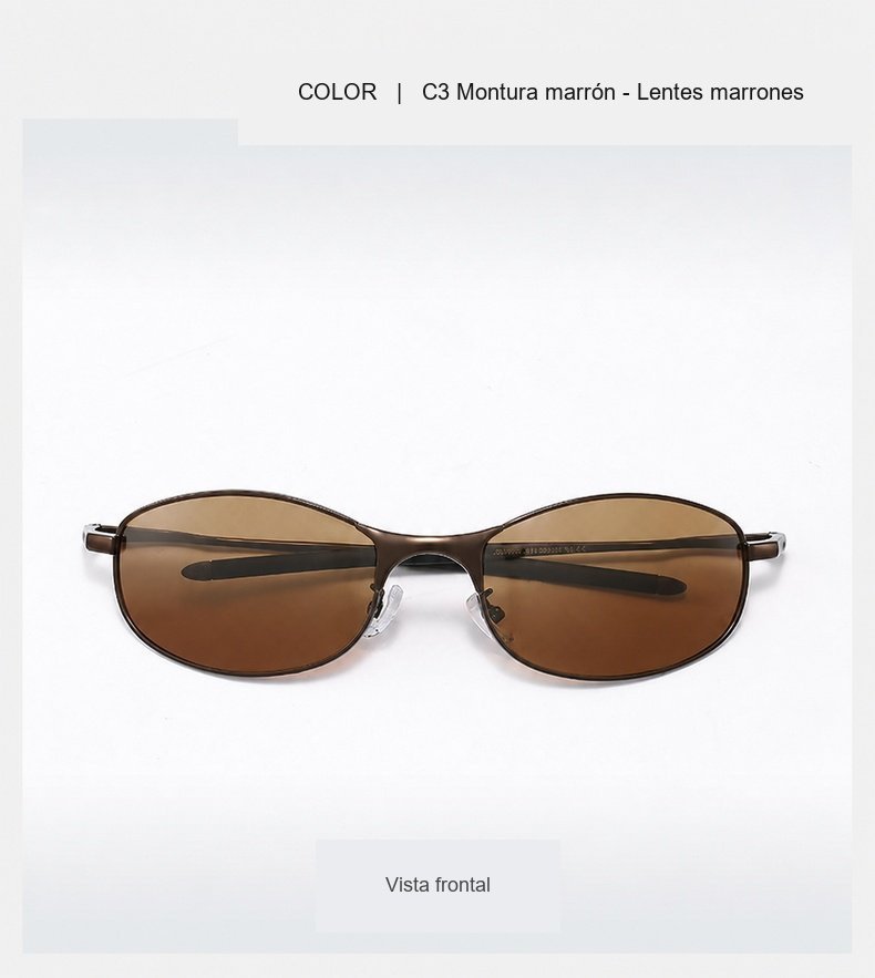 Gafas de sol metálicas polarizadas 35055, acabado C3 con montura marrón