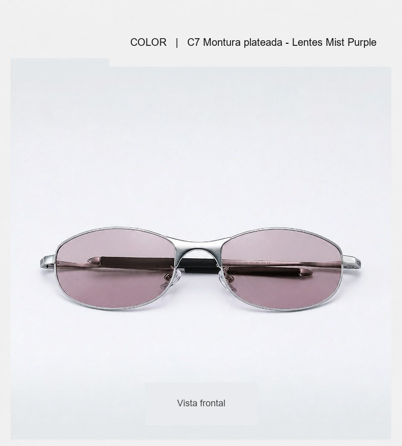 Gafas de sol metálicas polarizadas 35055, acabado C7 con lentes Mist Purple