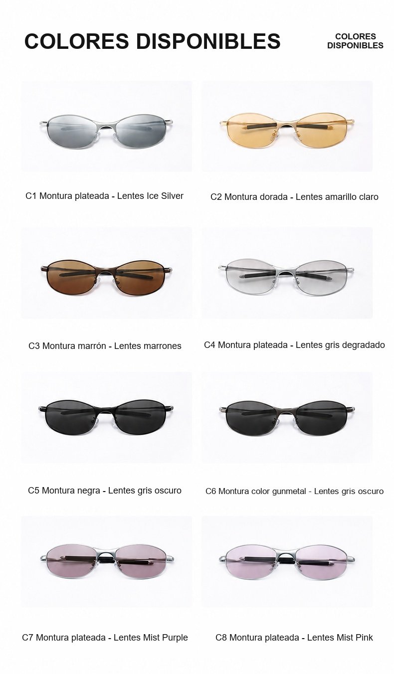 Colores disponibles de las gafas de sol metálicas polarizadas modelo 35055