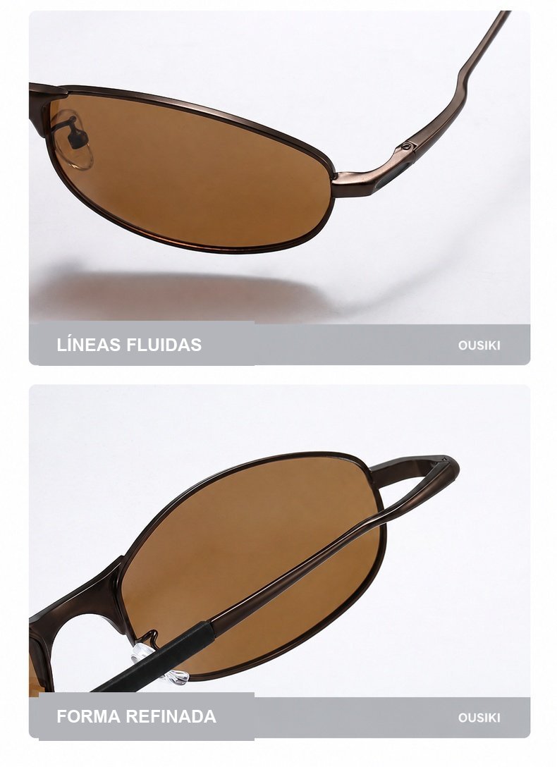 Detalles de la montura metálica y la forma de las gafas modelo 35055