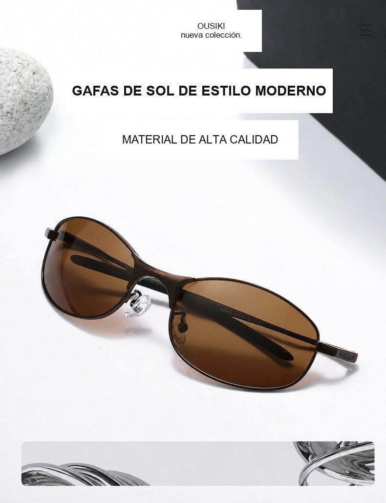 Gafas de sol metálicas polarizadas modelo 35055, imagen de estilo
