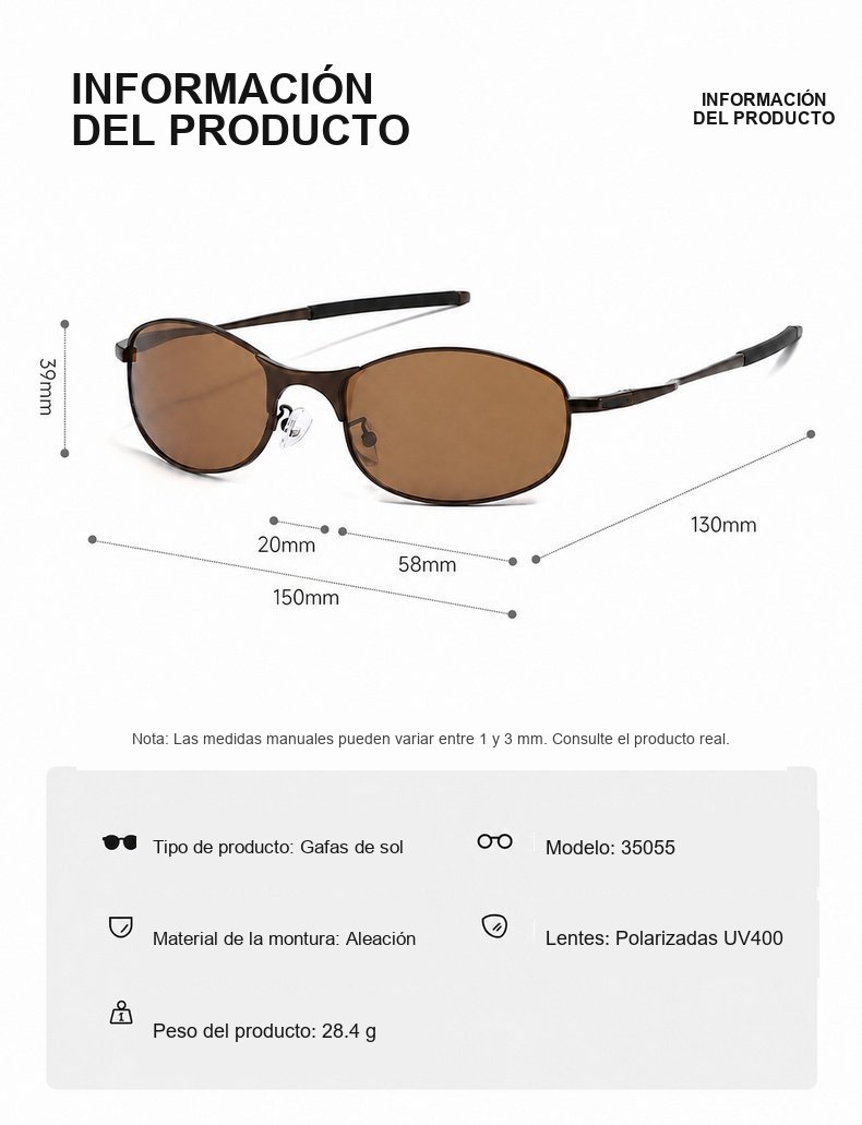 Medidas y especificaciones de las gafas de sol polarizadas modelo 35055