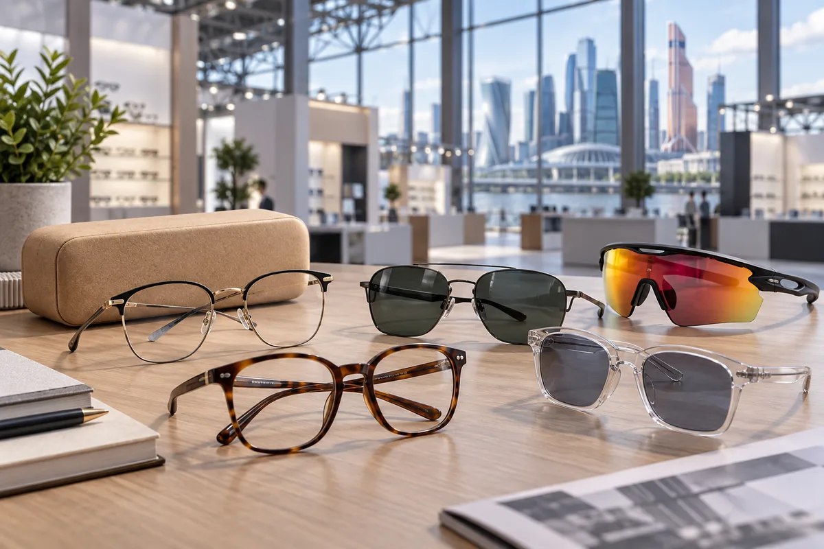 Optical frames, sunglasses and sports eyewear arranged for buyer comparison